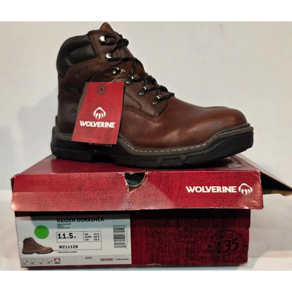 Wolverine Raider Durashock Flex Work Boots Brown Leather Size 11.5 M W211128 New